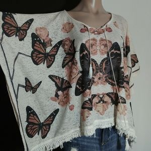 Janice Butterfly Fringe One Size Shirt